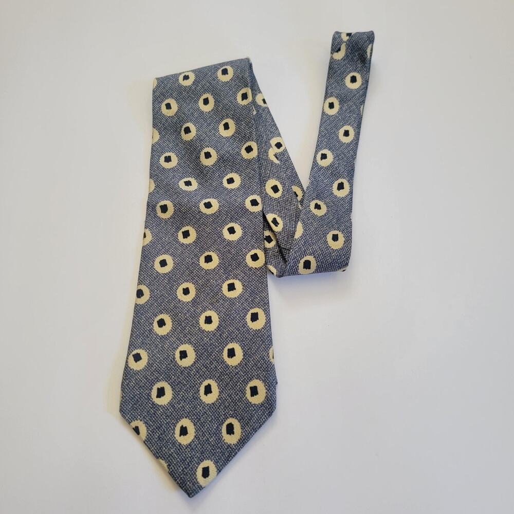 Alfani Neck Tie Mens One Size Blue 100% Silk Geometric Dot Pattern Business
